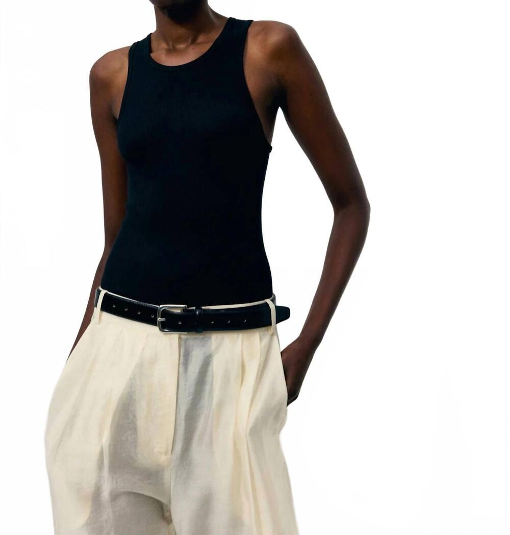 NEW TIBI circular rib t tank in black